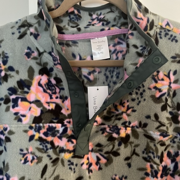 🎉HP🎉 Vera Bradley Fleece Pullover Sweatshirt Jacket Rosy Outlook Sage Green XL - Picture 5 of 5